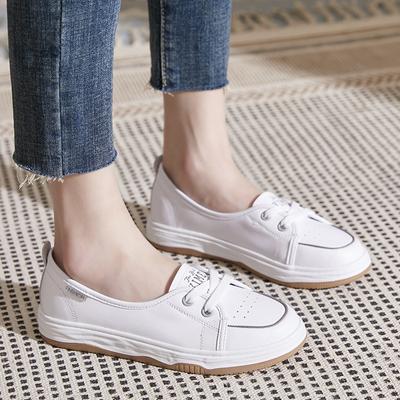 Spring and Summer New Flat-bottomed Leather Little White Women's Shoes Summer Versatile Board Shoes Annual Casual Sports White Shoes