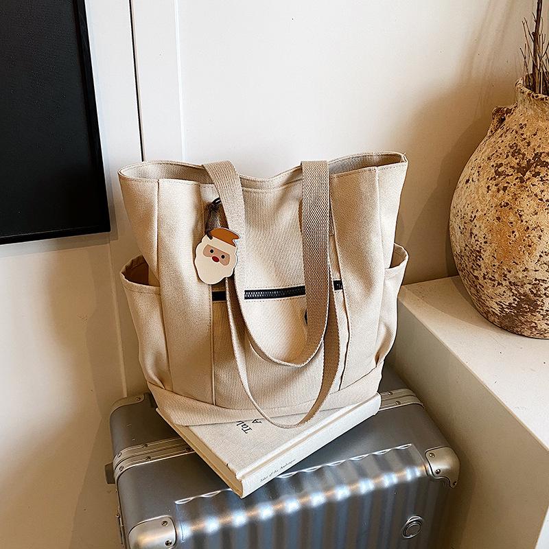 Women's Large Canvas Tote: College Style, Casual Shoulder Bag with Ample Storage