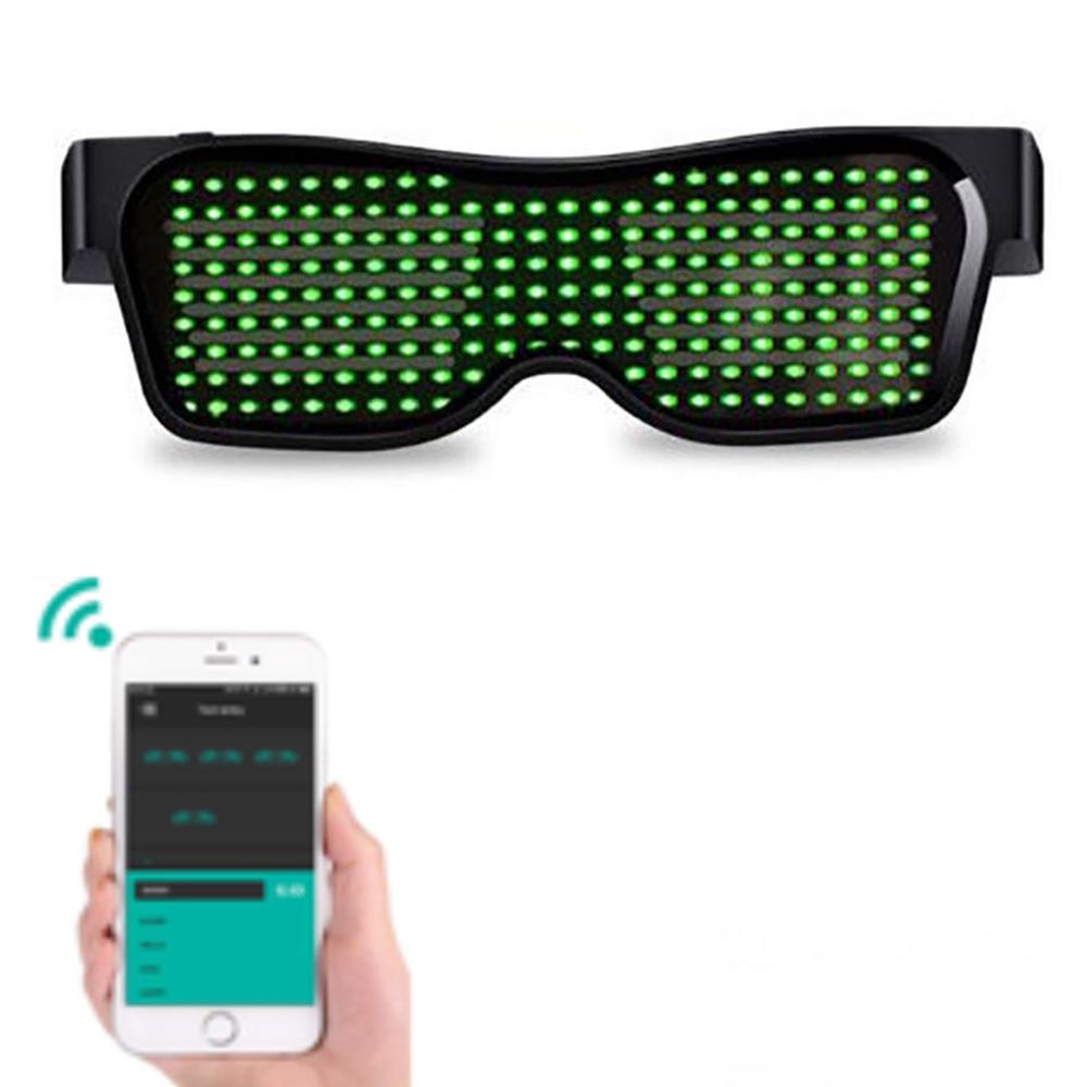 LED-Brille, Bluetooth-App-Steuerung LED-Anzeige Smarte Brille USB-wiederaufladbar DIY Funky Brille für Party, Club, DJ, Halloween