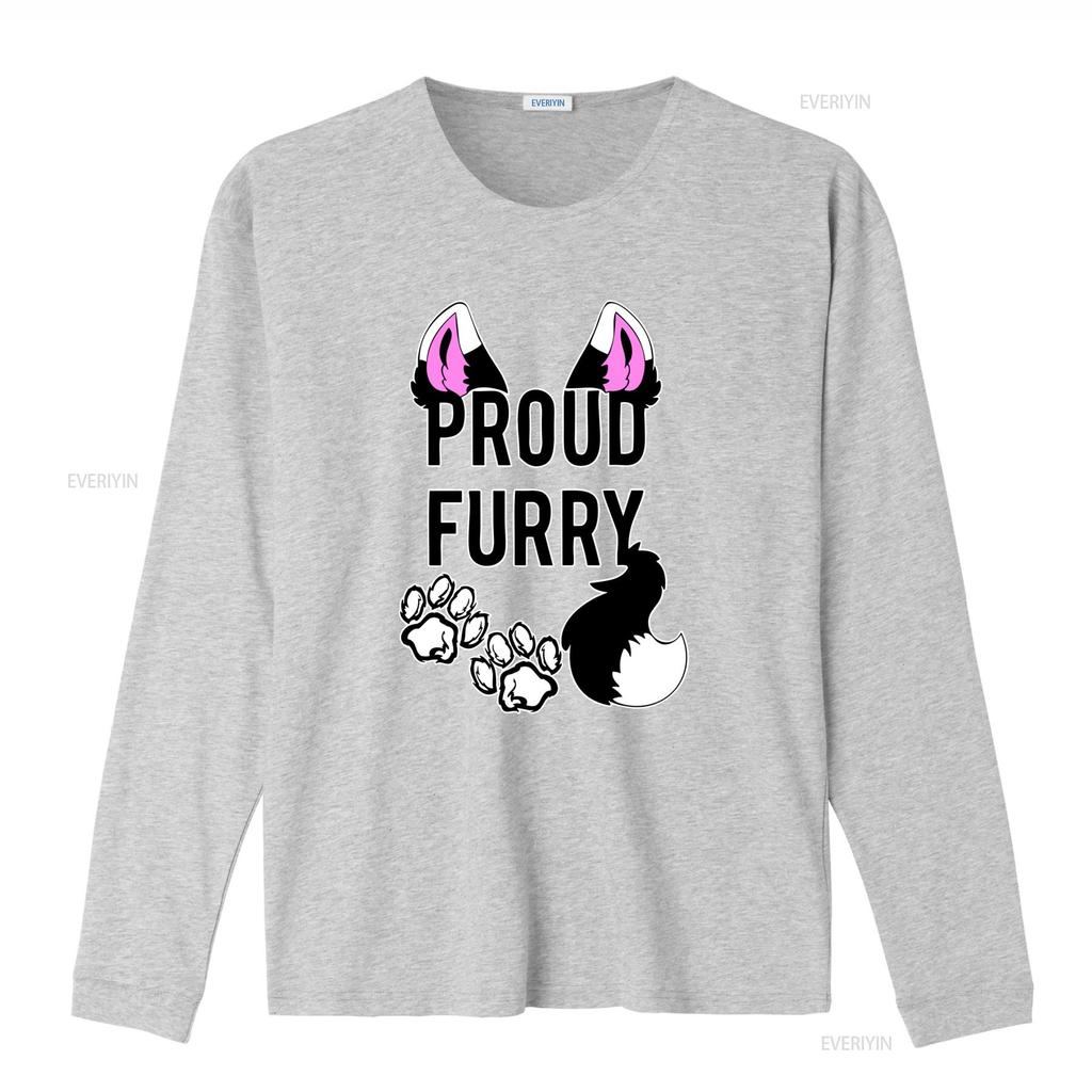 Streetwear Proud Furry Wolf Ear Paw Print Casual T Shirt Vintage Washed Homme Fashion Stretched Streetwear Designer Clothes