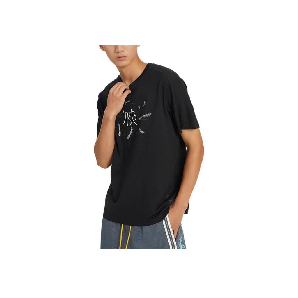 Adidas Story Tee Brand Logo Print Round Neck Short Sleeve T-Shirt Men Tops Black HM2948