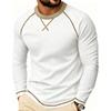 Men's Long Sleeve Crew Neck Casual T Shirt Color Block Stitching Detail Pullover Top Lightweight Comfortable Fit