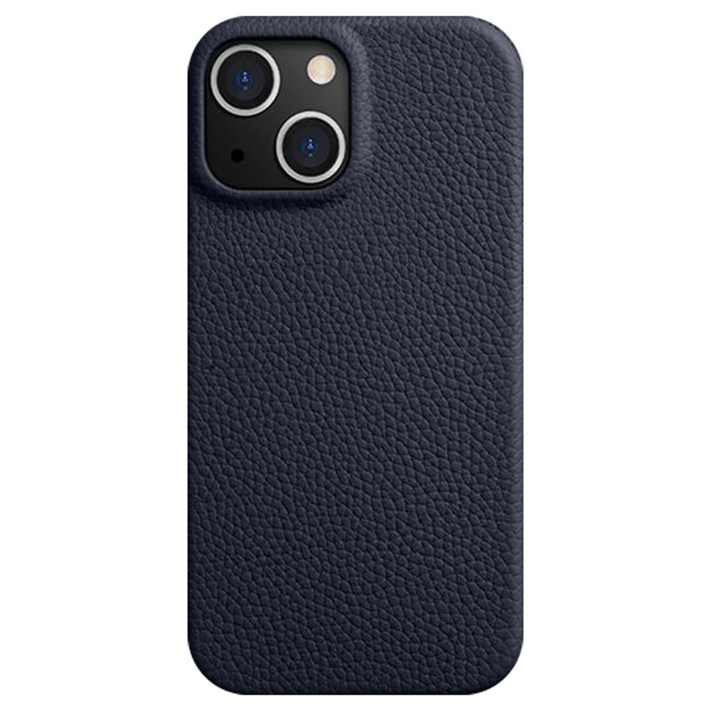 MELKCO For iPhone 14 Anti-drop Case Genuine Cow Leather+PC Phone Cover Compatible with MagSafe