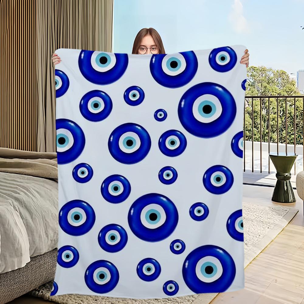 Turkish Lucky Blue Evil Eyes Blanket Skin friendly comfort warm soft plush blanket suitable sofa living room office bedroom