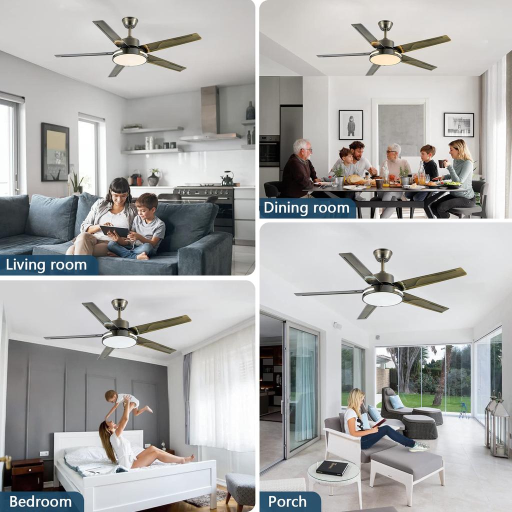IRALAN Modern Ceiling Fan Lamp With 3-Color Temperature Adjustment Low Noise Easy Installation Suitable For Bedroom Office Decor