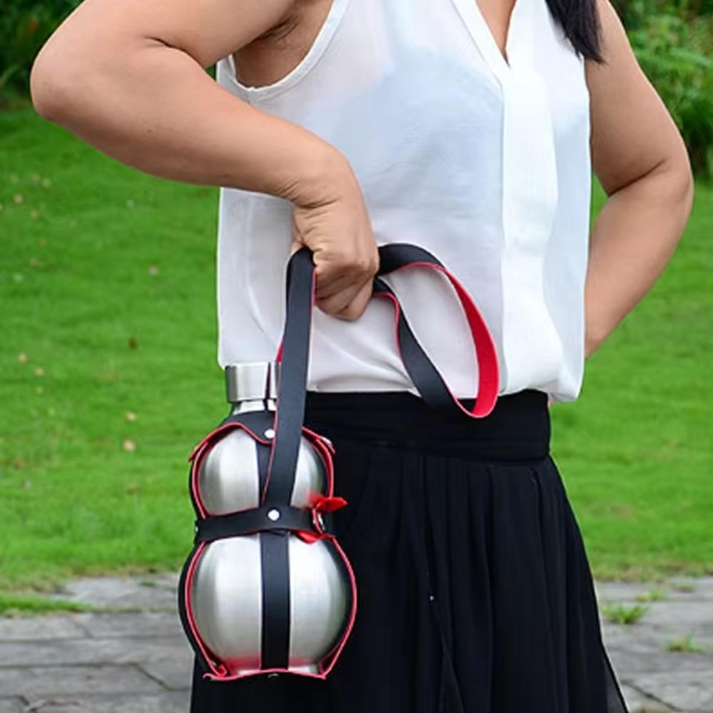 with Bottle Sleeve Stainless Steel Gourd Hip Flask 250/500/1500ML Water Bottle Liquor Flagon Gift