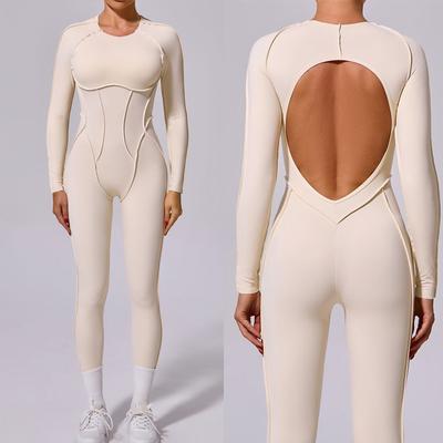 Women's Yoga Jumpsuit Leggings Long-sleeved Slim Fit Sports Outfit