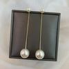 Cercei Dama Minimalist Long Pearl Earrings, I Love Pearls Theme, Gold Color, Elegant Fashion Jewelry EFAYN
