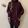 Sweater for Women Autumn Winter Thickened Warm Knitted Stretchy Long Sleeve Oversize Long-neck Tops