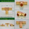 Brass Pagoda Head Insert for Gas Hose, Natural Gas Pipeline Connector 8/12, Pneumatic Fittings Inline Cross Tee