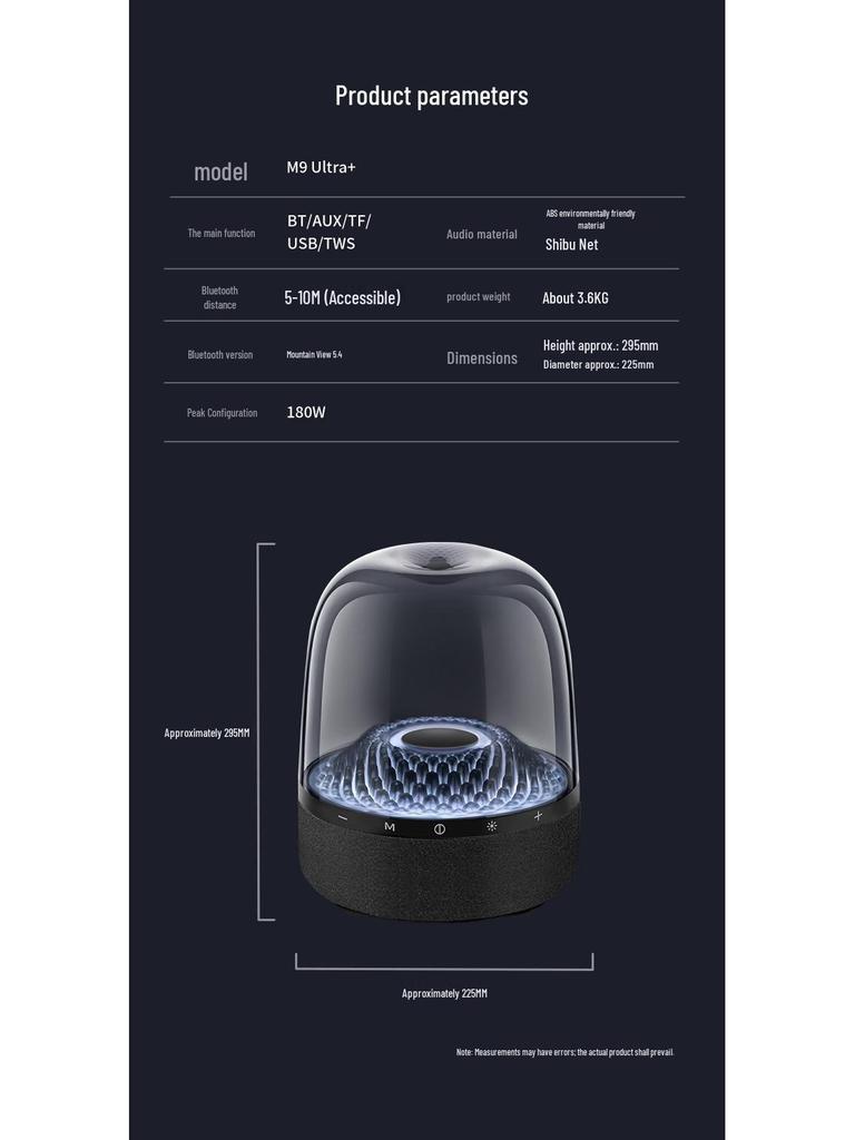 Huilen M9 Ultra 5th Gen Glazed Wireless Bluetooth Home Cinema Desktop Subwoofer Speaker