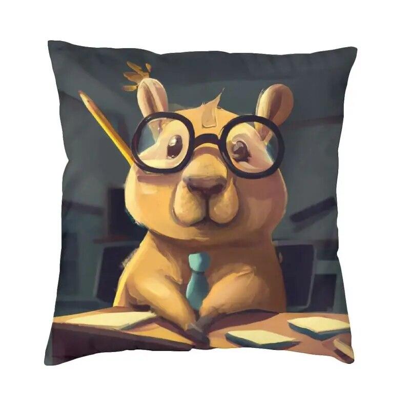 Capybara Try Eating Cushion Cover Nordic Pillow  for Car Sofa Printed