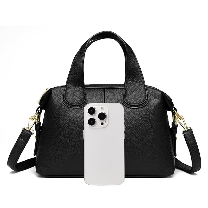 Women's Handbag with Large Capacity and Soft Leather Temperament, Niche Design, Shoulder Bag, Commuting Women's Boston Bag