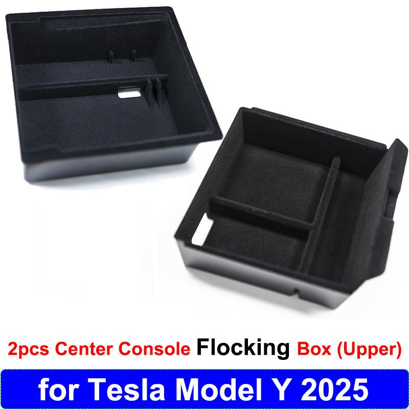 for Tesla Model Y Juniper 2025 Center Console Organizer Storage Box Anti-slip Cup Mat Armrest Box Hidden Storage Box Accessories