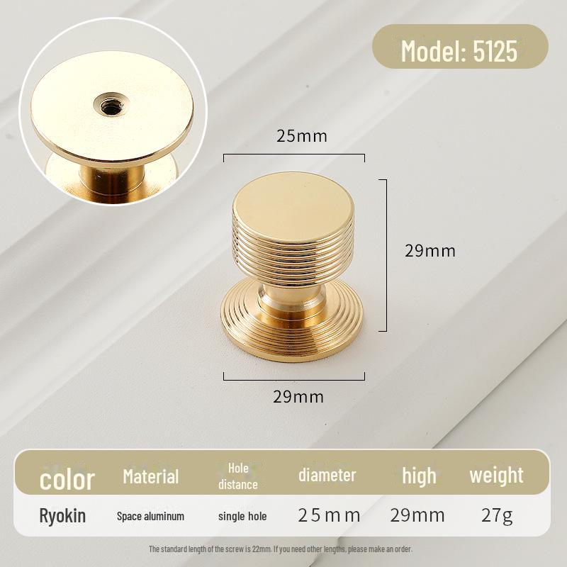 

Золота кругла розкішна ручка ящика з одним отвором для сучасних простих шаф