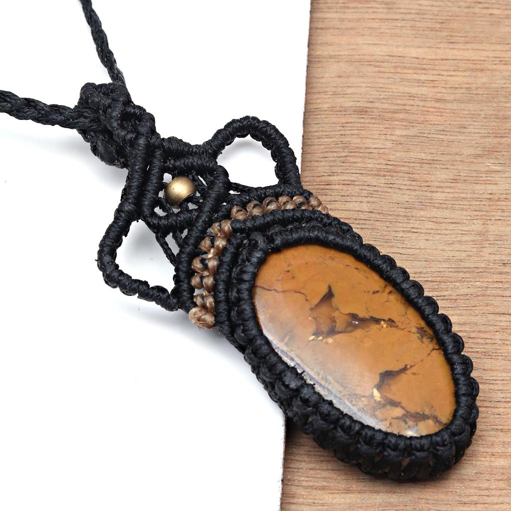 Jasper Macrame Handmade Necklace Gemstone Jewelry Thread 20-36''Ad Pendant