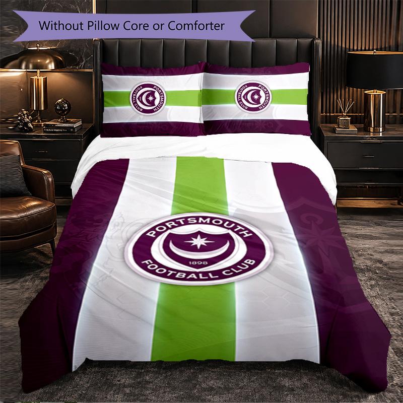 Biancheria da Letto a Tema Portsmouth FC Set 3 Pezzi Copripiumino Biancheria da Letto Decorativa Per Stanza Adolescenti Decorazione Casa