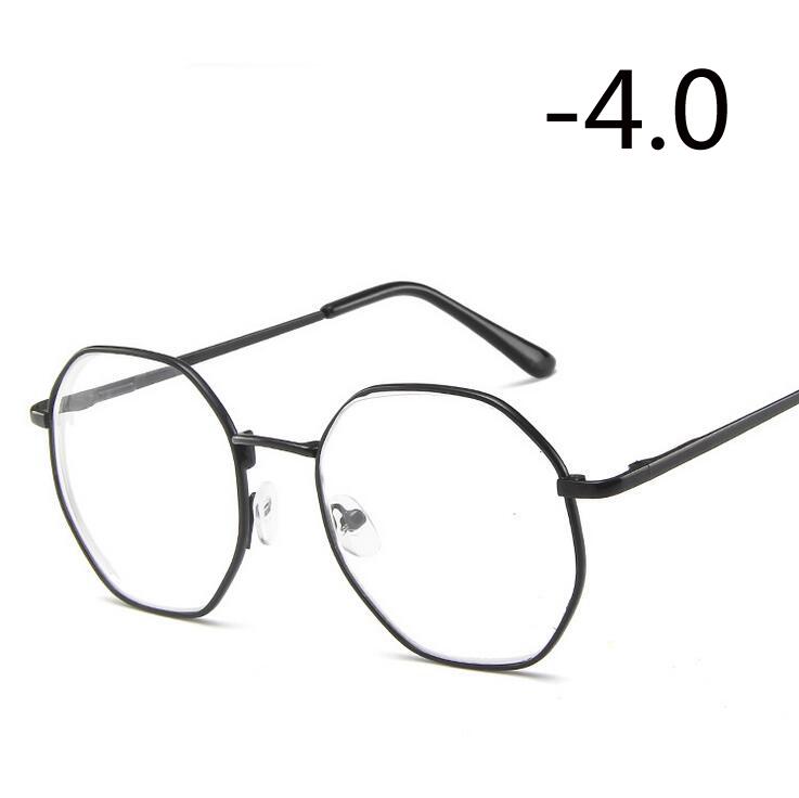 Polygonal Women Men Myopia Glasses With Degree Retro Metal Student Shortsighted Prescription Eyeglasses 0 -0.5 -0.75 To -4.0