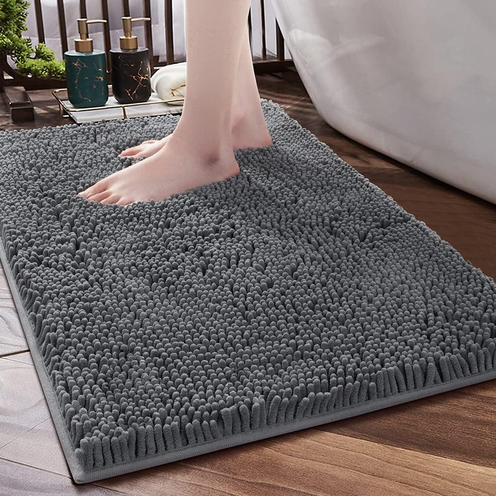Bath Rug Mat Thick Quick Dry Soft Absorbent Chenille Mats Rubber Backing Washable Shower Floor Rugs for Bathroom Accessories