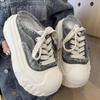 Casual Canvas Sports Shoes Women's Thick Bottom High Heel Slippers Outdoor Wear Rubber Sole Korean Style Flat Sandals