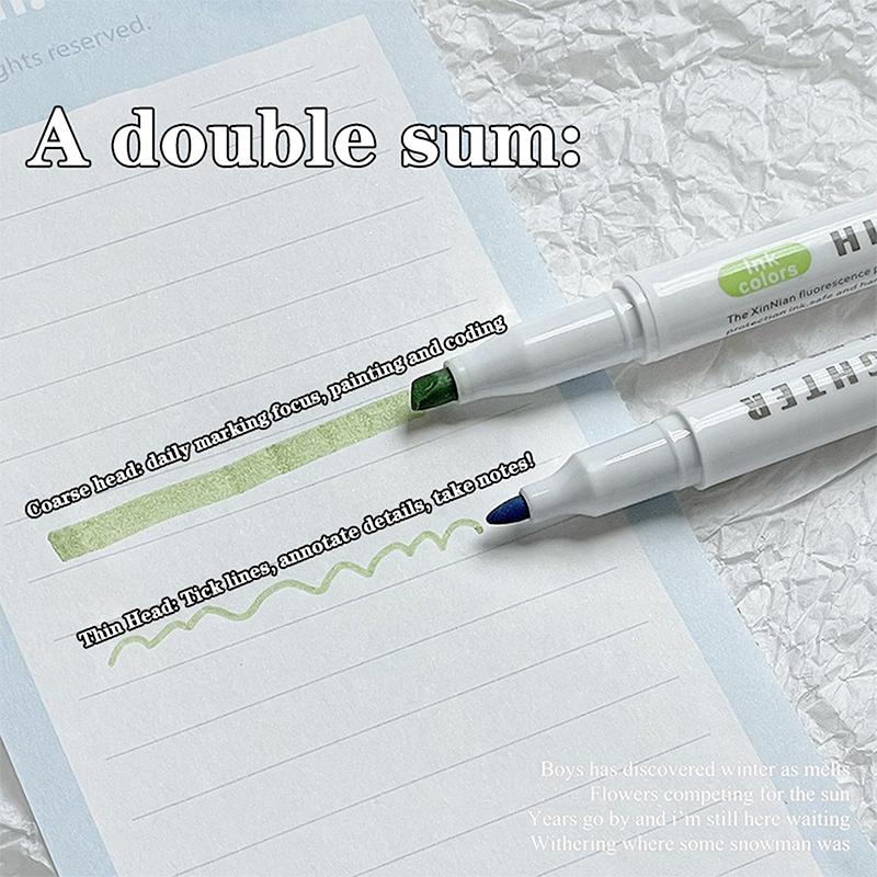 15 Colors Double Headed Highlighter Pen Set Fluorescent Drawing Markers Highlighters Pens Art Japanese Cute Pastel Stationery