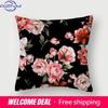 Rose Collection Floral Print Pattern Cushion Cover Home Living Room Sofa Decoration Square Polyester Pillow   Xcm