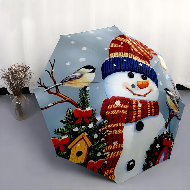 1pc Snowman Decorations Folding Umbrella, Durable, Suitable for Outdoor Activities or Rain, Suitable for Commuting yy251027086