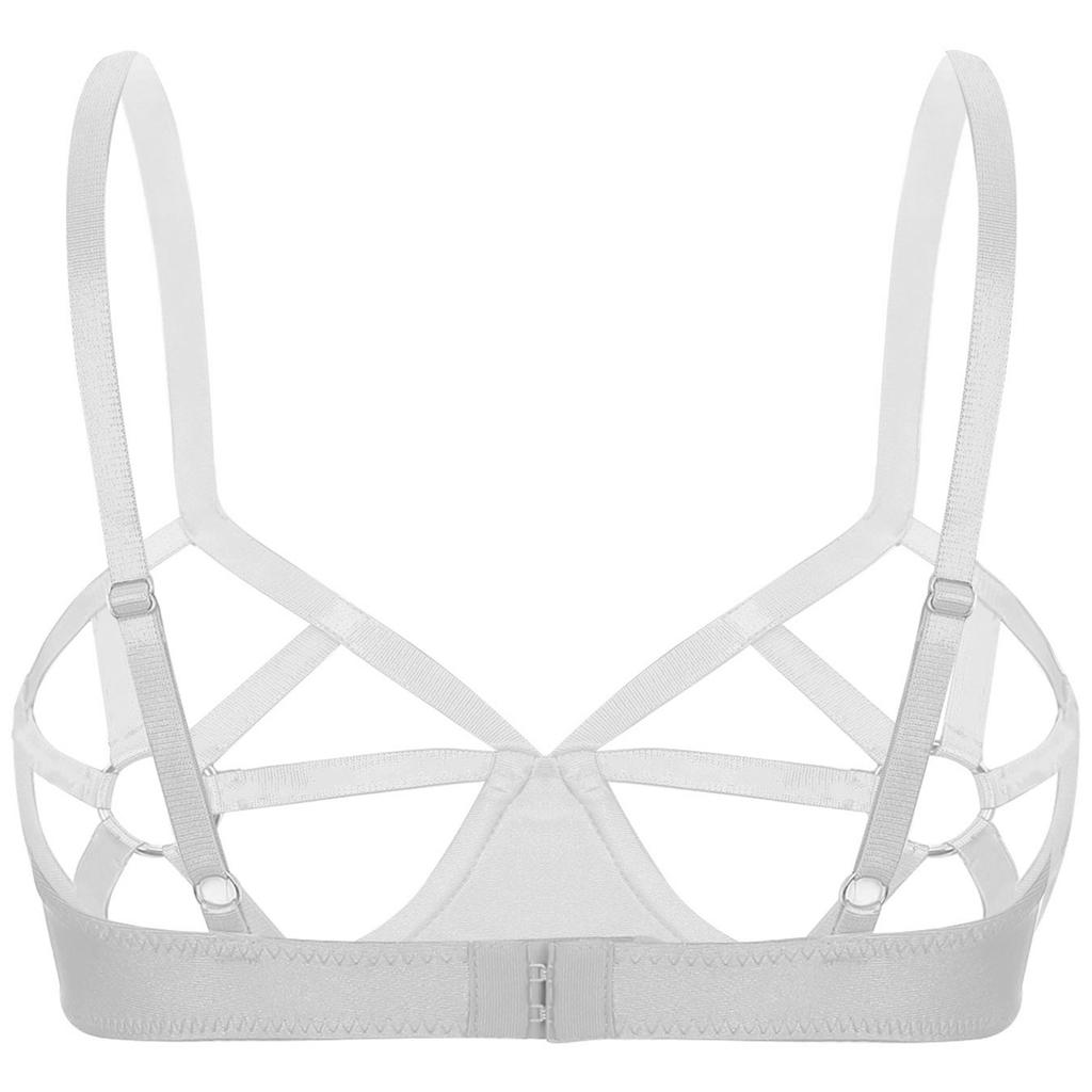Dámská průsvitná balkonetová podprsenka S-5XL s kosticemi, push-up s lesklými kamínky, výřez s O-kroužkem