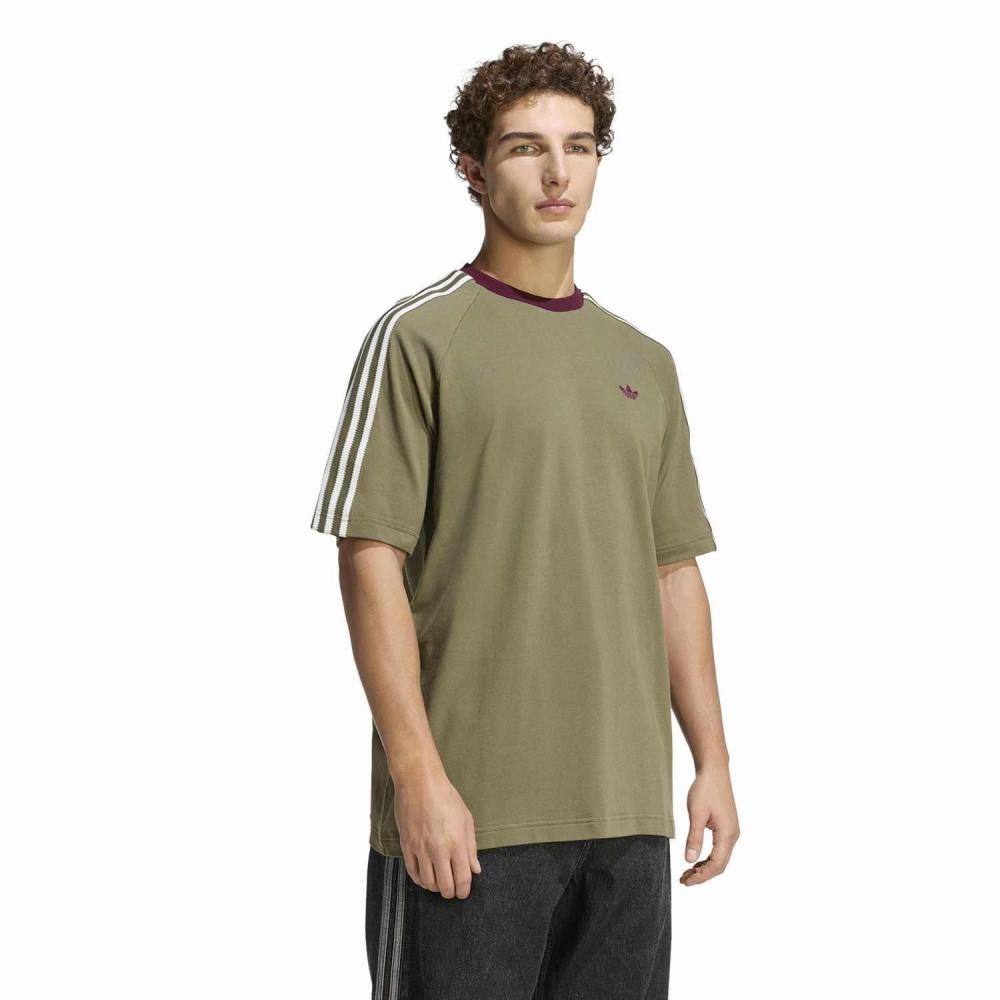 Adidas U Bc Футболка с контрастными манжетами и воротником Britcore Kv4446 Оливковая полоска XS
