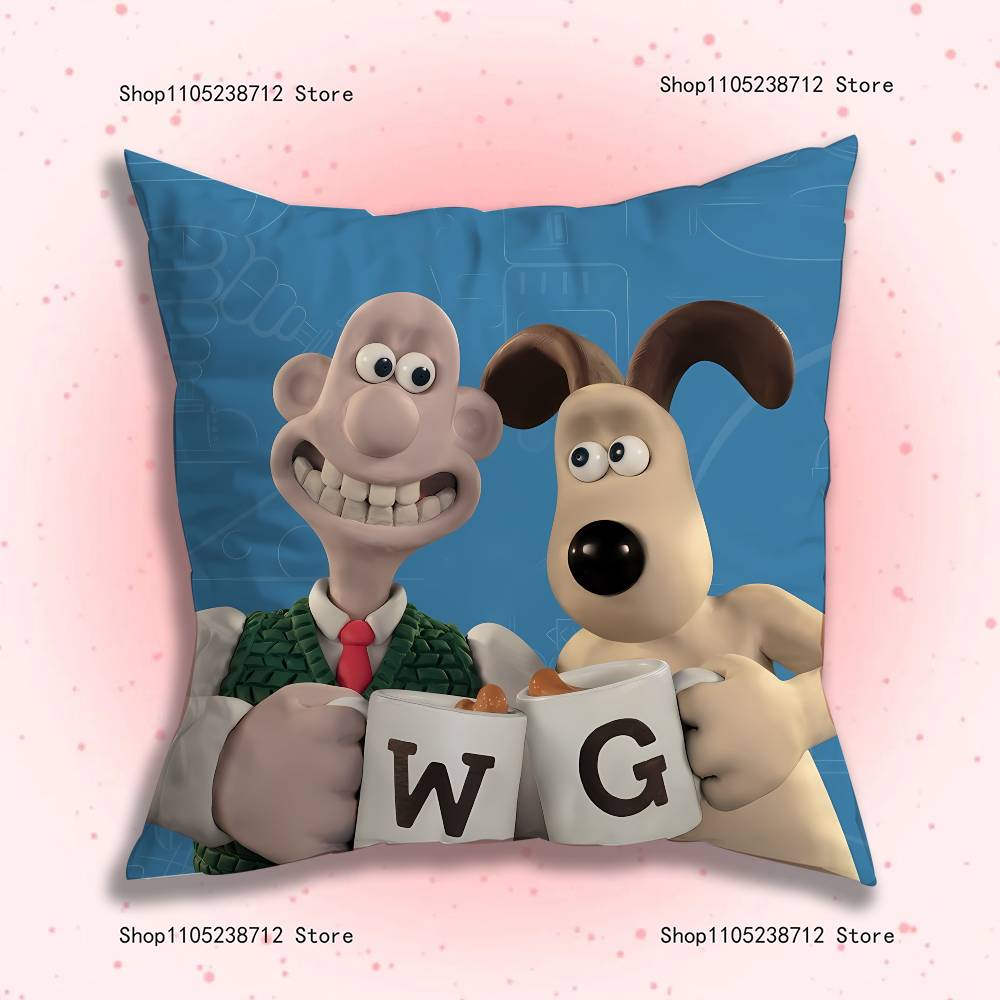 ANIME W-WallaceS G-Gromit Pillow Case Plush Fabric Soft Pillowcase Double Sided Print Sofa Cushion Cover Throw