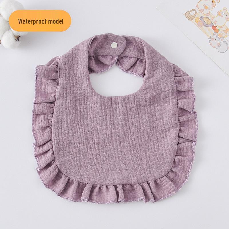 Ruffle Lace Waterproof Cotton Baby Bib (Seven-Layer Gauze)