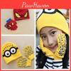 Zachte Acryl Minions Handschoenen en Muts Set Voor Kinderen Schattige Cartoon Winter Accessoires