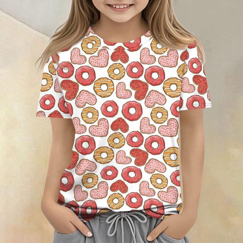 Children's Printed Round Neck Short Sleeved Casual T-shirt
