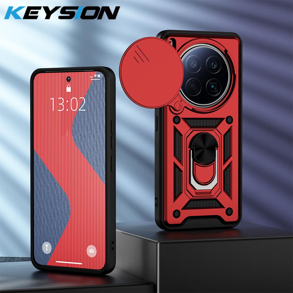 

KEYSION Противоударный бронированный чехол для Tecno Camon 40 Premier 5G с защитой объектива выдвижной камеры, металлическое кольцо-подставка, задняя крышка для телефона for Camon 40 Premier 5G красный