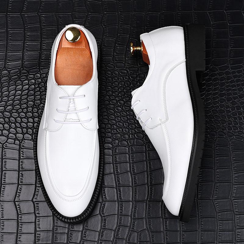 Fashion Fashion Men's Black White Lace Up Patent Leather Oxford Flats Casual Shoes Male Homecoming Wedding Dress Zapatillas Hombre