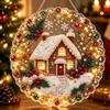 Round DIY  Painting Pendant Snowman Santa Beaded Sun Catcher  Christmas