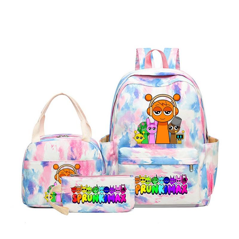 Sprunki Rhythm Box Cartoon Kids School Backpack Set With Lunch Bag Pencil Case Boys Girls