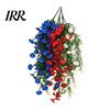 Weatherproof Artificial Flowers Patriotic Red White Blue Hanging Morning Glory Flower Vine UV Resistant Fake Plants for 4th of July Memorial