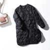 Lightweight Down Jacket for Women, Mid-length, Autumn and Winter New V-neck Long Korean Style Jacket Without Collar