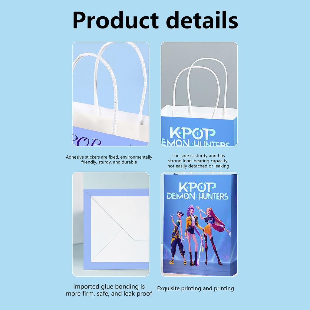 Kpop Dämonenjäger Party Geschenktüten Partyzubehör Cartoon Süßigkeitentüten Tragetaschen Geschenktüten Papierpackungen Geburtstagsfeier Deko
