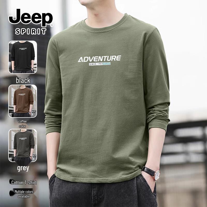 JEEP SPIRIT Men s Long-Sleeve Round Neck Cotton T-shirt 2XL