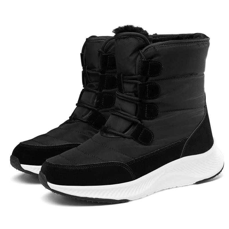 

2021 Осень/Зима Женские Модные Высокие Снежные Ботинки с Вельветом, Толстой Подошвой и Теплым Хлопком 39 чёрный