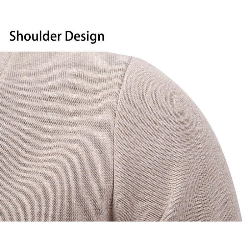 Men Slim Fit Fleece Knit Long Sleeve Cardigan Solid Color Casual