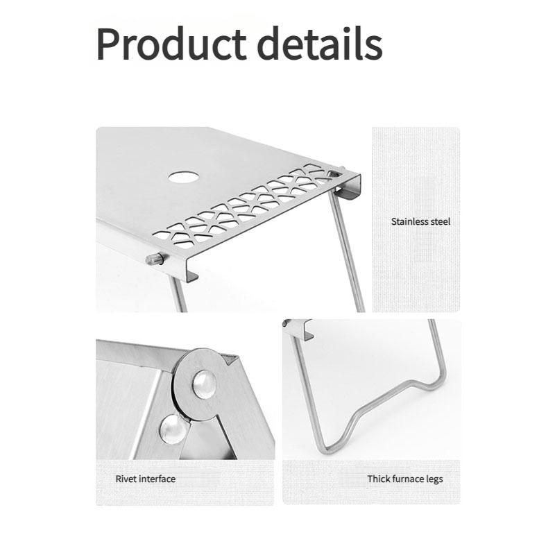 Masă de camping pliabilă din oțel inoxidabil cu aragaz plat pe gaz combinat, masă portabilă de gătit pentru grătar, picnic, set de dining exterior rezistent la vânt