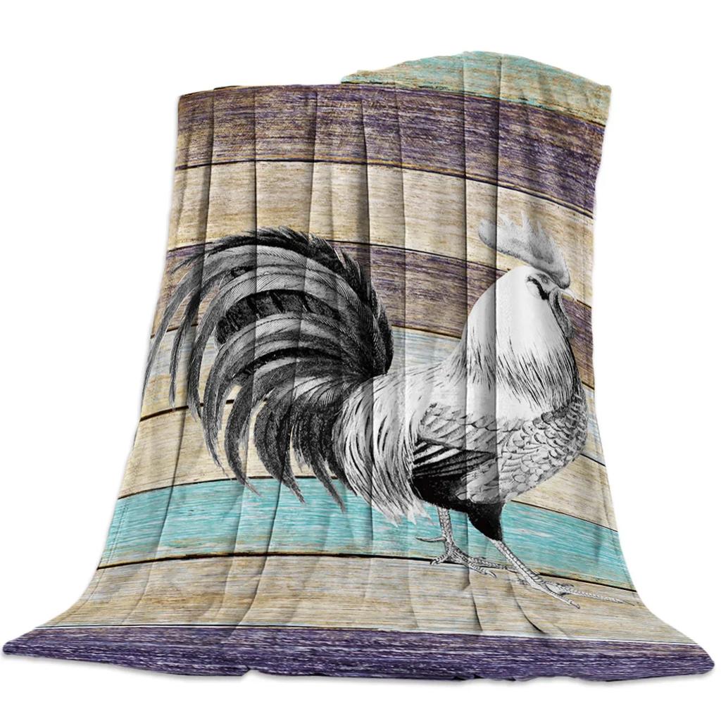 Retro Chicken Nap Pattern Flannel Throw Blanket Super Soft Comfortable Warm Sofa Bed Travel Home Decor Kids Adults Camping Gift