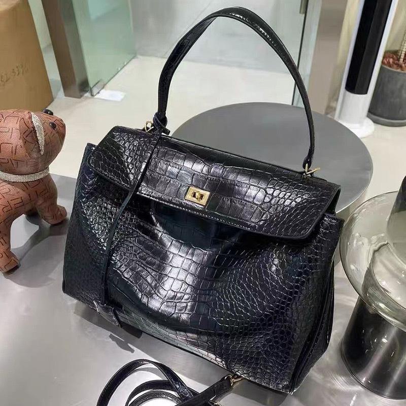 25 New Rodeo Crocodile Pattern Lock Bag With High-end Feel Large Capacity Tote Genuine Leather Shoulder Crossbody