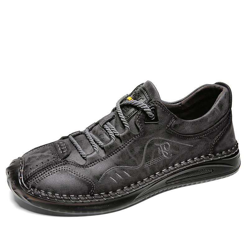 

Классические кожаные туфли, мужские повседневные кроссовки, уличная мужская обувь ручной работы, кожаная мужская обувь на плоской подошве, новинка 2023 года 46 серый