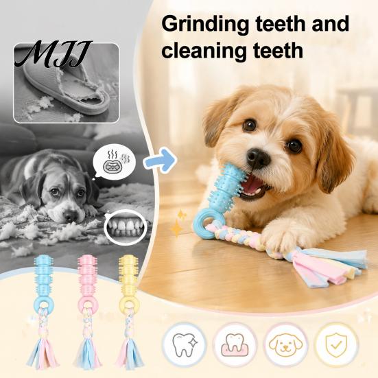 Indoor Dog Interactive Games Spiky Chew Toy with Cotton Rope, Pet Molar Stick Toy, Puppy Teething Relief Toys for Small Medium Dogs Teeth Cleaning