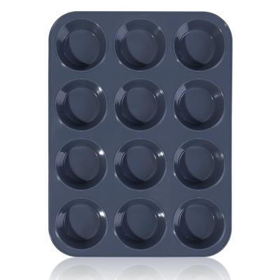Large Silicone Muffin Pan, Cake Pan, Nonstick, 12-Cavity Muffin Pan, Baking Cups, Cake Mold, Kitchen Tool, Easy To Clean, Gray