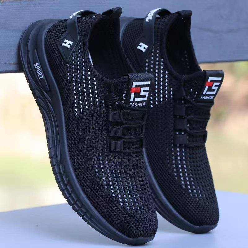 

Летние новые спортивные кроссовки с плетеной подошвой, полые дышащие сетчатые кроссовки, нескользящие, износостойкие, мягкая подошва, повседневная модная мужская обувь 44 чёрный